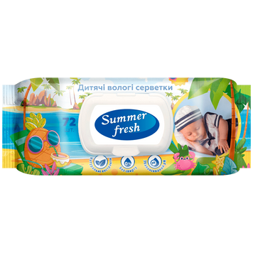 Серветки вологі дитячі, Super Pack, 72шт., Summer Fresh san.91882 фото