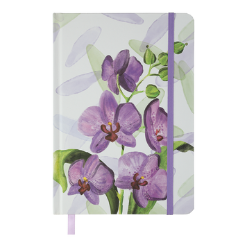 Книжка записна ORCHID, на гумці, А5, 96 арк., клітинка, офсет крем., тв.лам.обл., лавандова BM.255119-39 фото