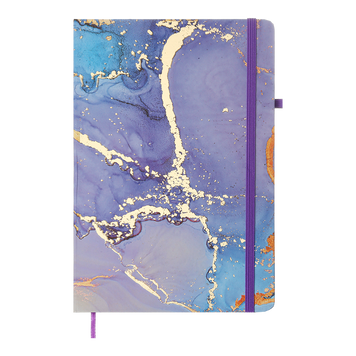 Книжка записна MARBLE, на гумці, А5, 80 арк., клітинка., офсет крем., тв.лам.обл., фіолетова BM.255121-07 фото