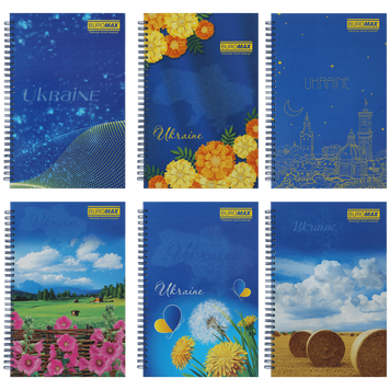 Книга для нотаток B5, 96 арк., пружина, кл., тв. лам. палітурка BM.2413 фото