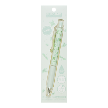 Ручка гелева автоматична BLOSSOM, 0.5 мм, ароматний грип, М'ята, сині чорнила, в блістері, дисплей 40шт BM.8368-38 фото