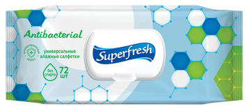 Салфетки влажные "Superfresh" Антибактериальные с клапаном, 72 шт(К) sr.30510 фото