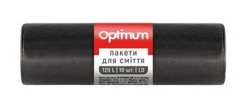Пакети для смiття, п/е, 70*105, 20 мкм, чорні, LD 120л/10шт. OPTIMUM (25шт/ящ) PRO SERVICE pr.16118100 фото