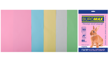 Набор цветной бумаги PASTEL, 5 цв., 50 л., А4, 80 г/м&sup2; BM.2721250-99 фото
