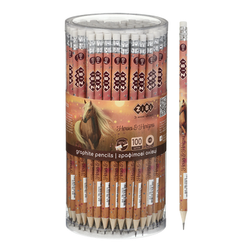 Олівець графітовий HB, HORSES, з гумкою, туба - 100 шт ZB.2323 фото