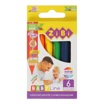Кольорові олівці mini JUMBO, 6 кольорів, BABY Line ZB.2450 фото