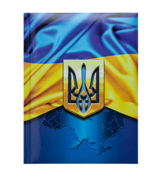 Записна книжка UKRAINE, А5, 80 арк., клітинка, тверда обкладинка, гл. ламінація з поролоном, темно-синя BM.24582101-03 фото