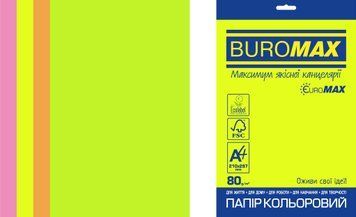 Набір кольорового паперу NEON, EUROMAX, 4 кол., 20 арк., А4, 80 г/м&sup2; BM.2721520E-99 фото