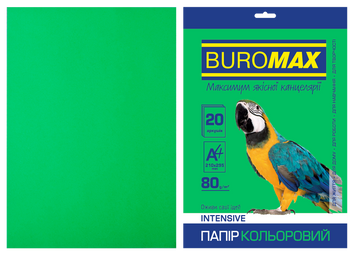 Бумага цветная INTENSIVE, зеленая, 20 л., А4, 80 г/м&sup2; BM.2721320-04 фото
