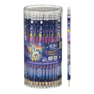 Олівець графітовий HB, UNICORN, з гумкою, туба - 100 шт ZB.2326 фото