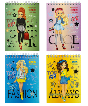 Блокнот на пружині зверху TOP GIRL, А6, 40 арк., карт.обкл., KIDS Line ZB.12151 фото