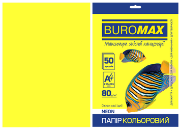 Бумага цветная NEON, желтая, 50 л., А4, 80 г/м&sup2; BM.2721550-08 фото