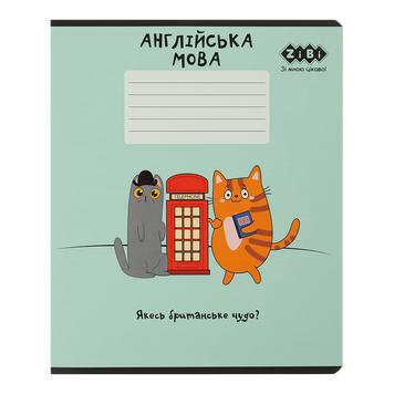 Зошит учнівський шкільний CUTE CAT, 36арк., клітинка, англійська, KIDS LINE ZB.1731-38 фото