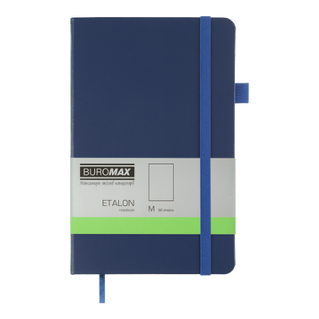 Книга записна ETALON 125*195, 96 арк., чистый блок, обкл. штучна шкіра, синій BM.291060-02 фото