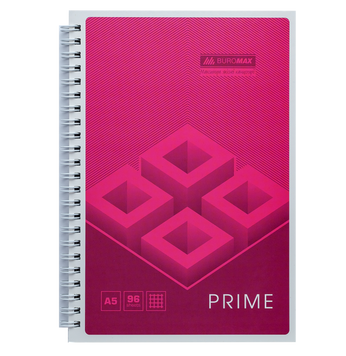 Зошит для нотаток PRIME, А5, 96 арк., клітинка, картонна обкладинка, рожевий BM.24551101-10 фото