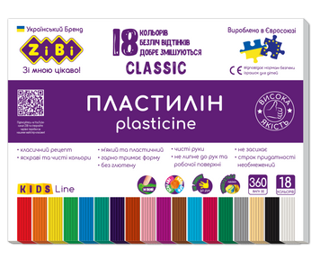 Пластилин CLASSIC 18 цветов, 360г, KIDS Line ZB.6235 фото