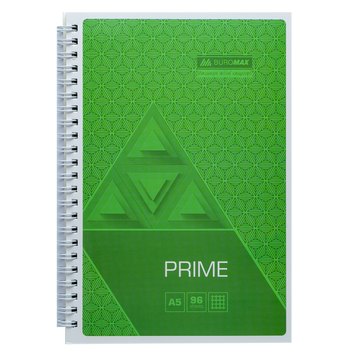 Зошит для нотаток PRIME, А5, 96 арк., клітинка, картонна обкладинка, салатовий BM.24551101-15 фото