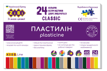 Пластилин CLASSIC 24 цветов, 480г, KIDS Line ZB.6236 фото