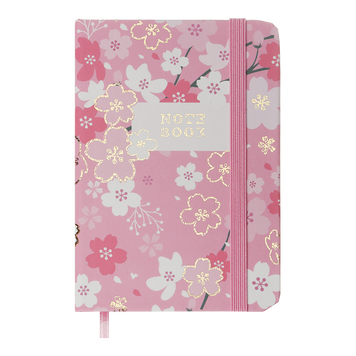 Книжка записна BLOSSOM, на гумці, А7, 80 арк., клітинка., офсет крем., тв.лам.обл., рожева BM.257102-10 фото