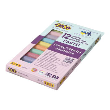 Пластилин PASTEL 12 цветов, 200г (8 пастель + 4 глиттер), KIDS Line ZB.6240 фото