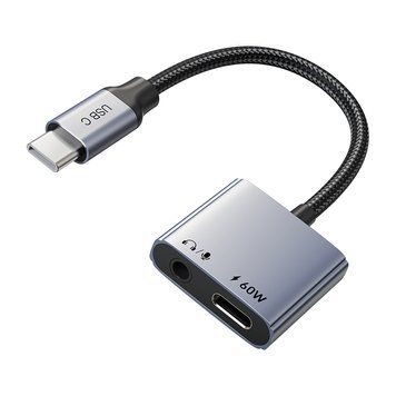 Аудіо адаптер CableTime USB Type-C (M) - 3.5 мм (F) / Type-C (F) PD60W (CPA1G) CA915750 фото
