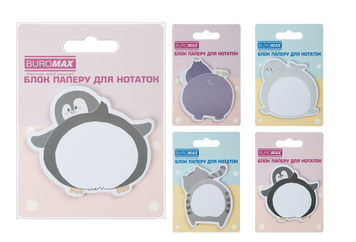 Блок для нотаток FUNNY ANIMALS, з кл.шаром, 75х75 мм, 30 арк BM.2381-76 фото