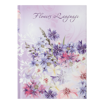 Записная книжка FLOWERS LANGUAGE, А6, 64 л., клетка, твердая обложка, мат. ламинация+лак, сиреневая BM.24614101-26 фото