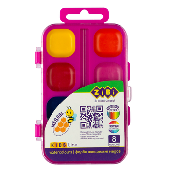 Акварельные водорастворимые краски на палитре, 8 цветов, розовая. KIDS Line ZB.6542-12 фото