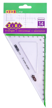 Косинець 140мм,90&deg;/60&deg; з салатовою смужкою, блістер, KIDS Line ZB.5622-15 фото