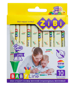 Олівці воскові JUMBO, 10 кольорів, тригранні, BABY Line ZB.2482 фото