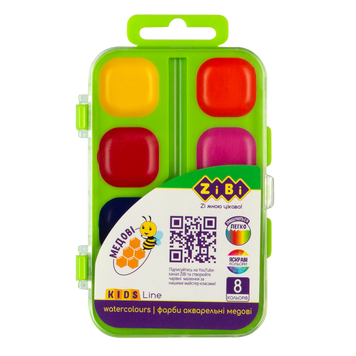Акварельные водорастворимые краски на палитре, 8 цветов, салатовая. KIDS Line ZB.6542-15 фото